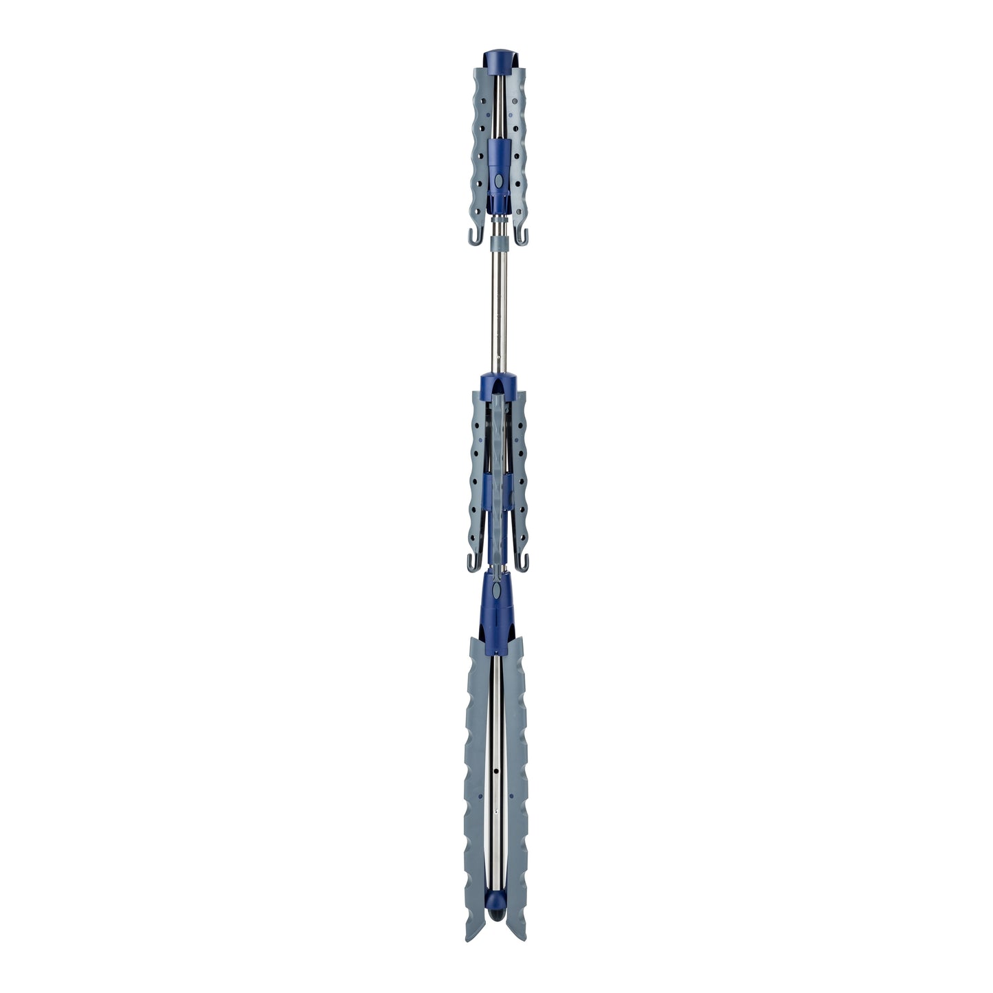 Space-saving 2-tier steel tripod clothes hang drying rack, blue/silver